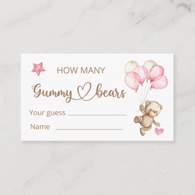 Carte de boîtier Baby shower pour bébé ours en pel (Devant)