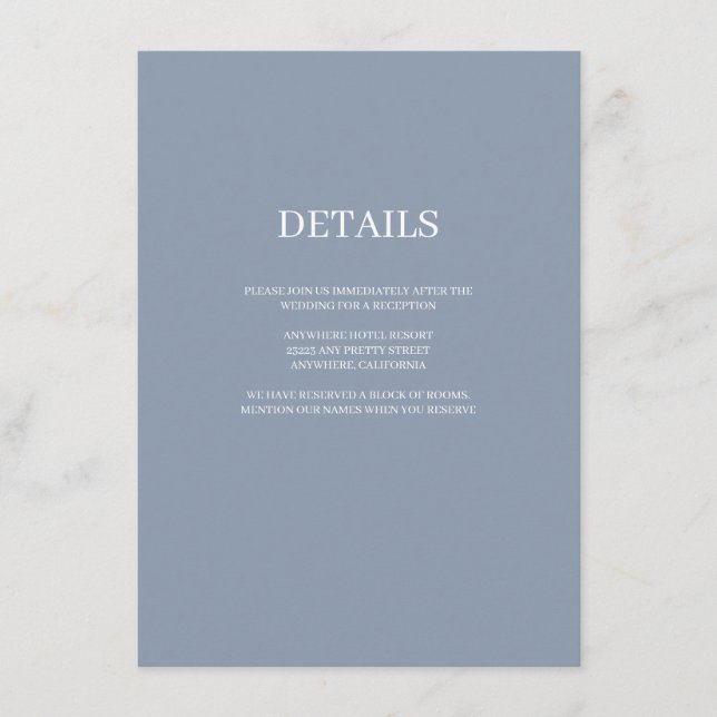 Carte de boîtier Blue Simple Mariage Details (Devant)