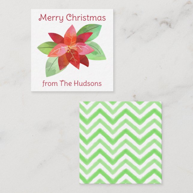 Carte de boîtier cadeau de Noël Poinsetta Watercol (Devant / Derrière)