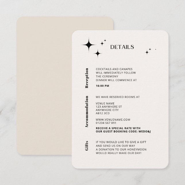 Carte de boîtier céleste d'ivoire moderne OLIVIA (Devant / Derrière)