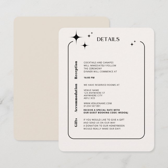 Carte de boîtier céleste d'ivoire moderne OLIVIA (Devant / Derrière)