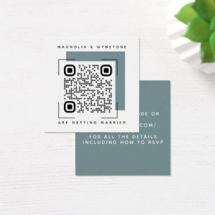 Carte de boîtier de code QR en acier bleu Mariage
