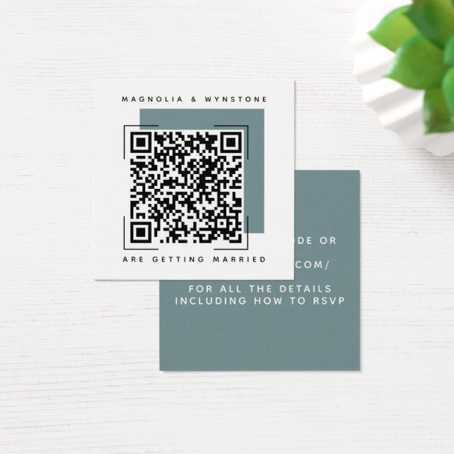 Carte de boîtier de code QR en acier bleu Mariage (Bureau)