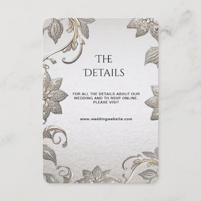 Carte de boîtier de détail Silver Gold Floral (Devant)