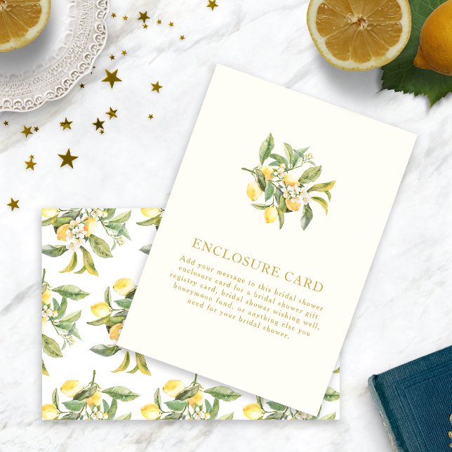 Carte de boîtier de Fête des mariées citron (Watercolor Lemon Floral Bridal Shower Enclosure Card by Painted Paperie
)