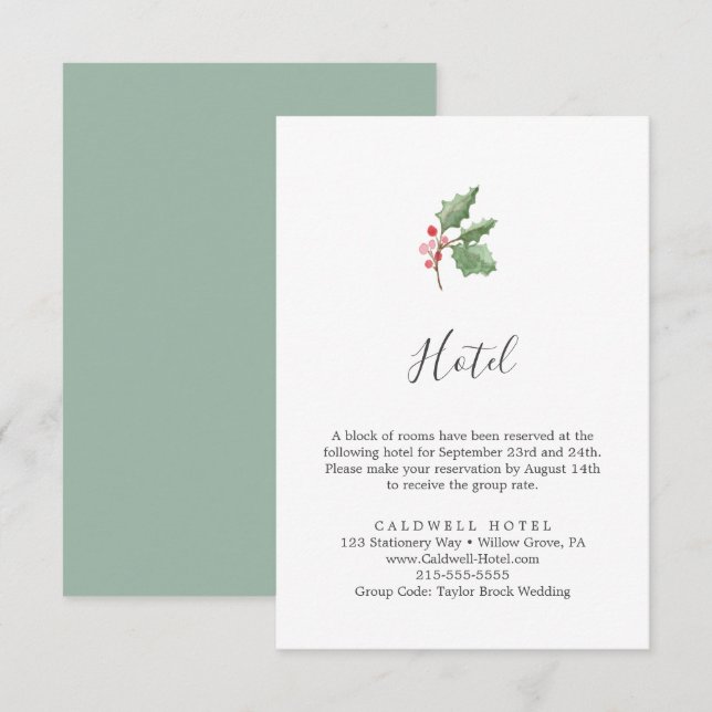 Carte de boîtier de l'hôtel Christmas Green & Berr (Devant / Derrière)