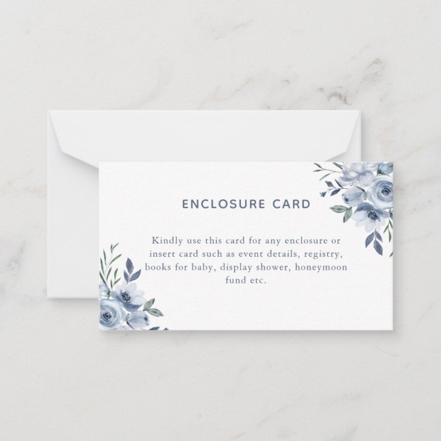 Carte de boîtier de note florale bleue (Devant)