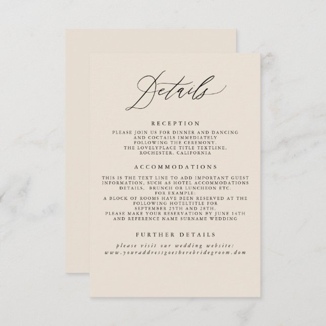 Carte de boîtier d'informations sur le Mariage ivo (Devant / Derrière)