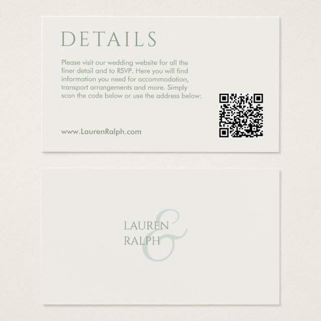 Carte de boîtier du registre cadeau QR Sage & Ivor (Devant & derrière)