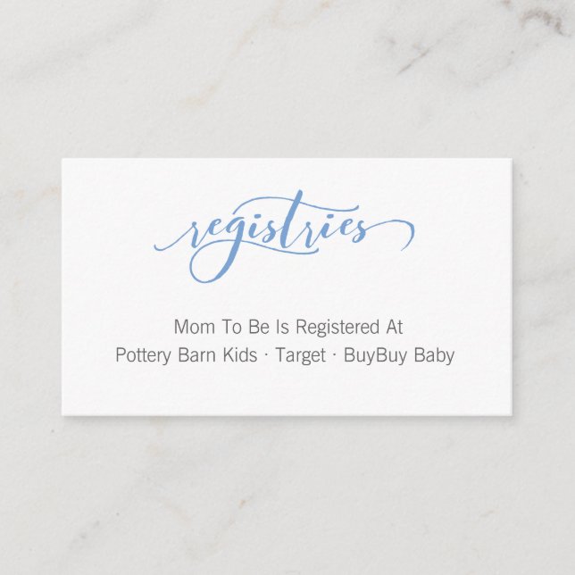 Carte de boîtier du registre des Baby showers call (Devant)