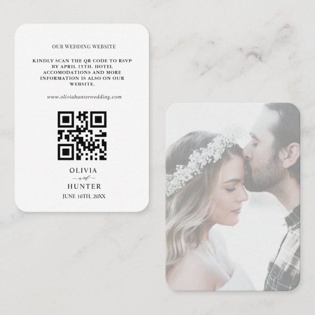 Carte de boîtier du site Web Mariage RSVP de code  (Devant / Derrière)