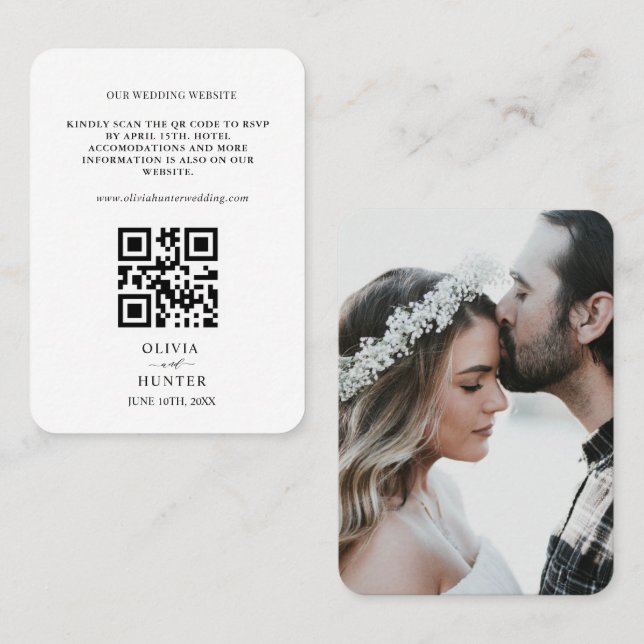 Carte de boîtier du site Web Mariage RSVP de code  (Devant / Derrière)
