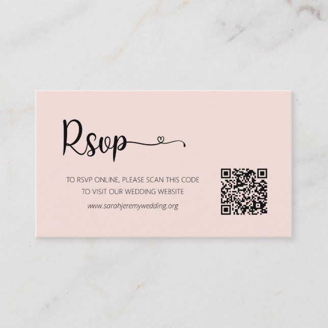 Carte de boîtier du site Web RSVP de mariage Rose  (Devant)
