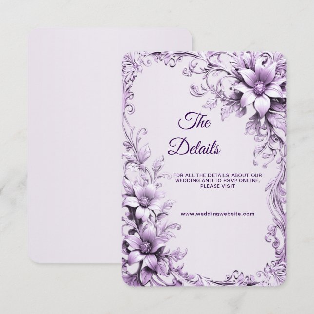 Carte de boîtier élégante aux fleurs violettes (Devant / Derrière)