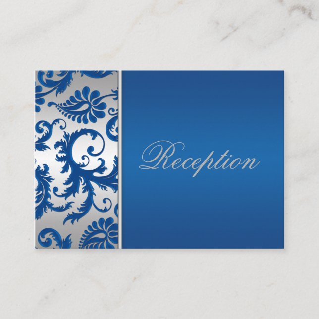 Carte de boîtier en argent et en cobalt bleu Damas (Devant)