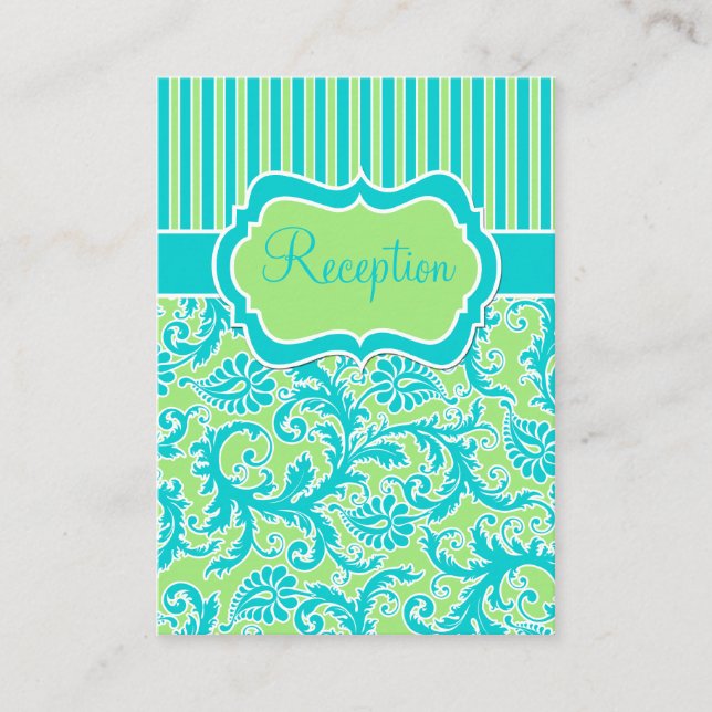 Carte de boîtier en tissu bleu vert blanc en bande (Devant)