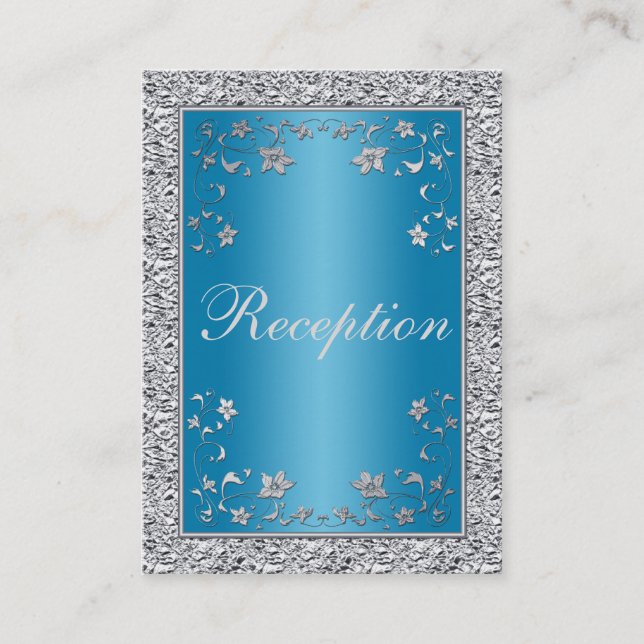 Carte de boîtier floral Turquoise et Silver Foil (Devant)