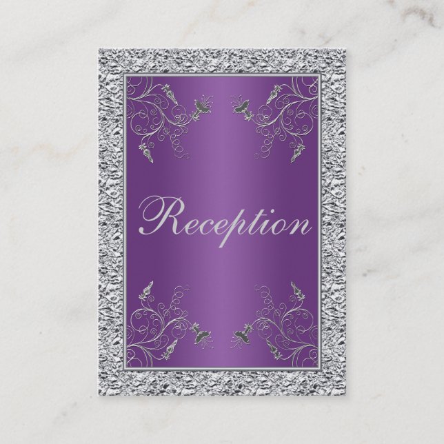 Carte de boîtier florale à huile d'argent violet e (Devant)
