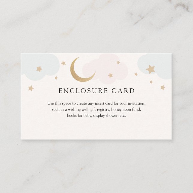 Carte de boîtier Gold Moon avec nuages rose et ble (Devant)