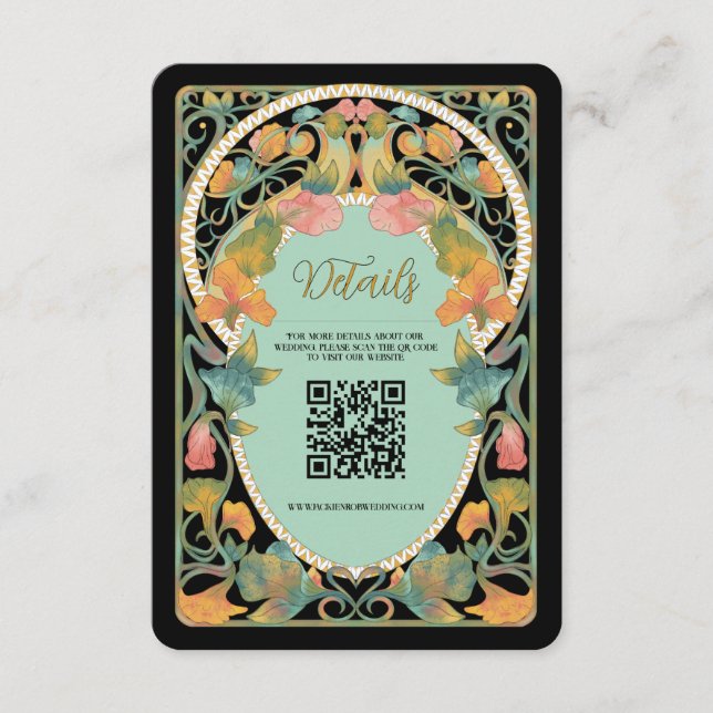 Carte de boîtier Mariage de code QR Art Nouveau no (Devant)