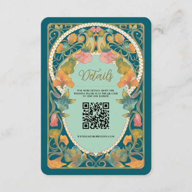 Carte de boîtier Mariage de code QR Art Nouveau tu (Devant)