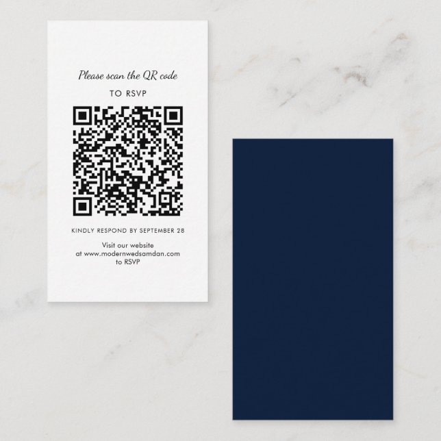 Carte de boîtier Mariage de code QR RSVP moderne (Devant / Derrière)