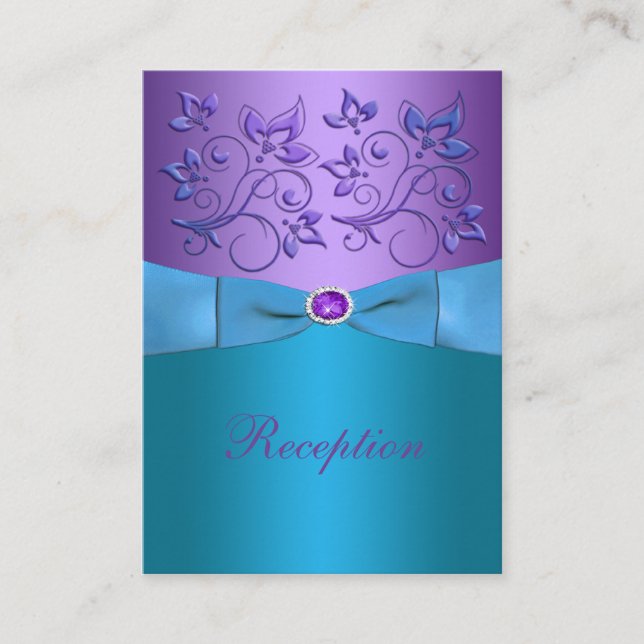 Carte de boîtier Mariage Floral violet et Turquois (Devant)