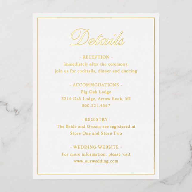 Carte de boîtier Mariage Gold Foil traditionnelle (Recto)
