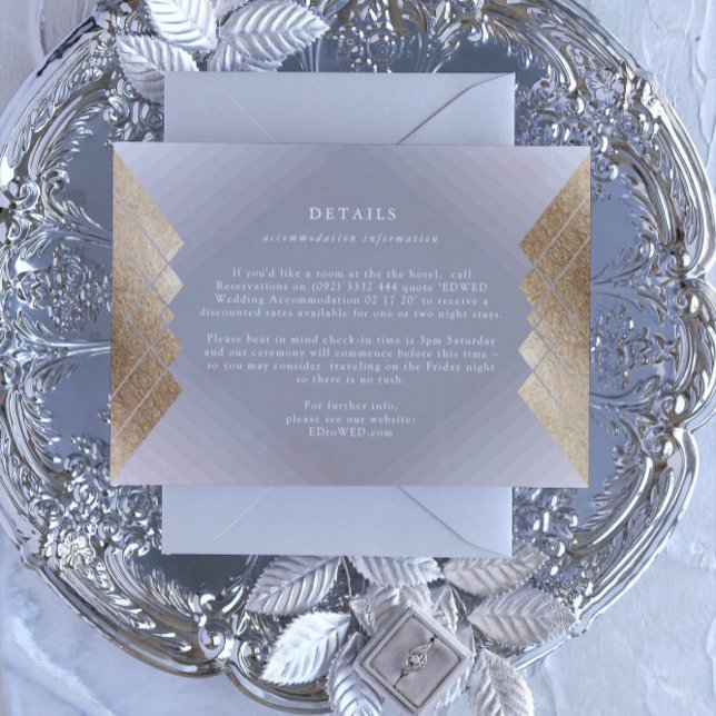 Carte de boîtier Mariage Gray Gold Gray Géométriqu (Créateur téléchargé)