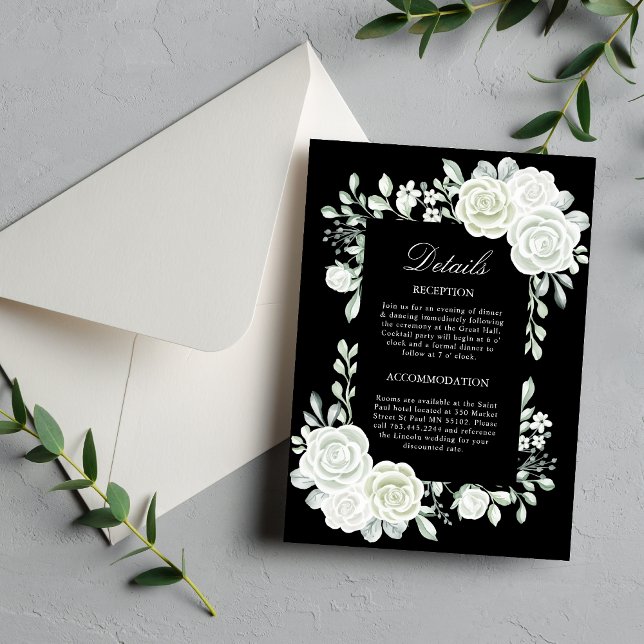 Carte de boîtier Mariage noir gothique blanc Roses (Créateur téléchargé)