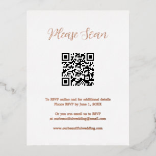 Carte de boîtier Mariage rose Gold Foil QR Code