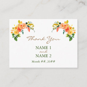 Carte de boîtier Merci orange floral Aquarelle