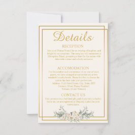 Carte de boîtier pour détails Mariage crème et or