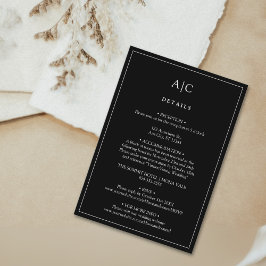 Carte de boîtier pour le Mariage Monogramme noir