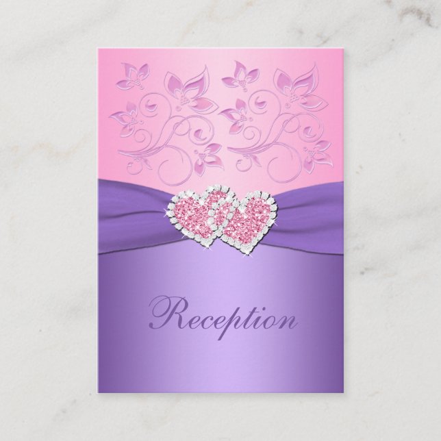 Carte de boîtier pour les coeurs rose et violet (Devant)