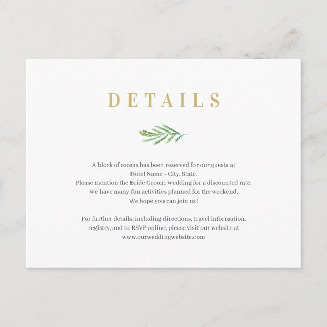 Carte de boîtier pour les détails du Mariage Union (Devant)
