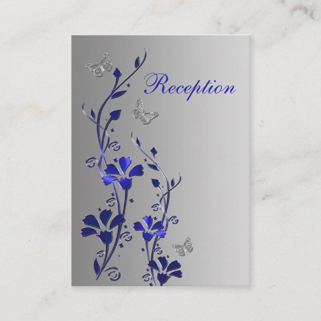Carte de boîtier pour papillons floraux bleu et ar (Devant)