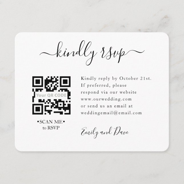 Carte de boîtier QR CODE Mariage RSVP (Devant)