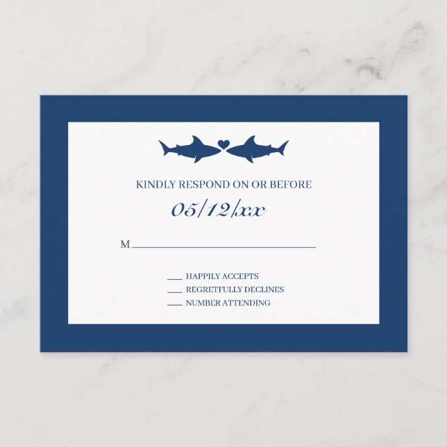 Carte de boîtier RSVP de mariage de requins (Devant)