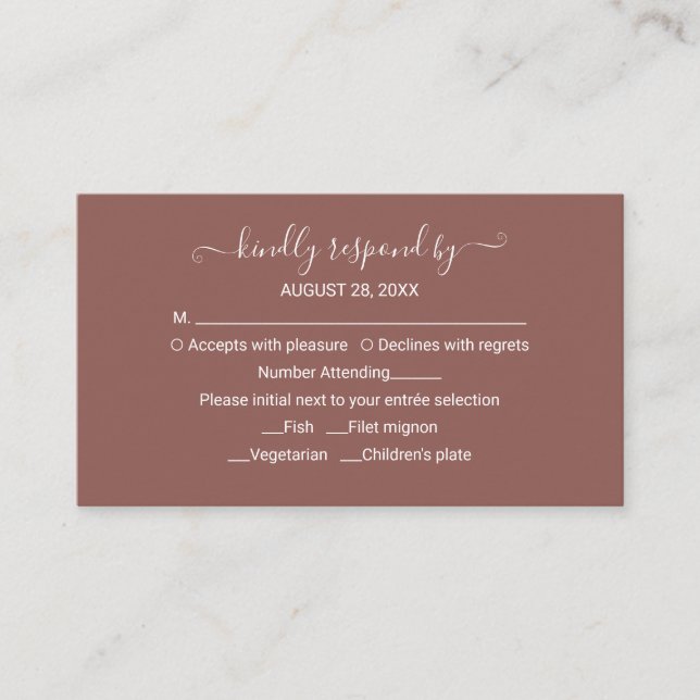 Carte de boîtier RSVP de mariage Monogram Terracot (Devant)