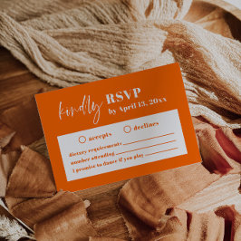 Carte de boîtier RSVP de mariage orange moderne