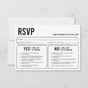 Carte de boîtier RSVP de réponse Mariage amusante