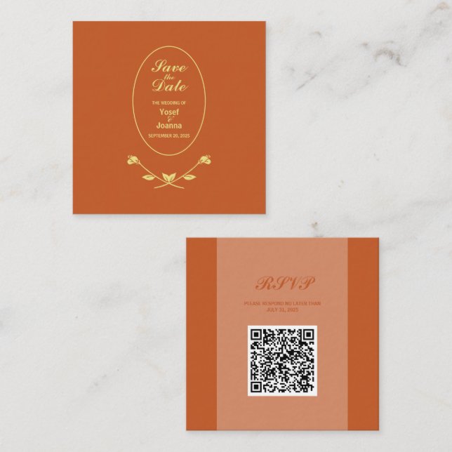 Carte de boîtier RSVP du code QR mariage (Devant / Derrière)