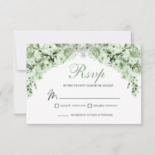Carte de boîtier RSVP Floral Vert Sage