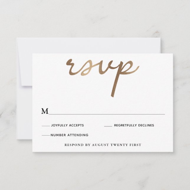 Carte de boîtier RSVP Gold Wedding (Devant)
