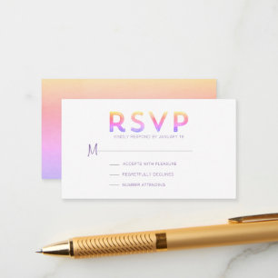 Carte de boîtier RSVP moderne à dégradé rose solei