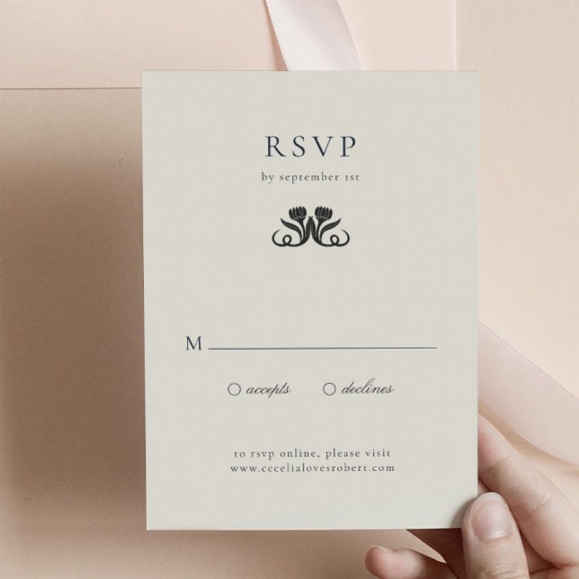 Carte de boîtier RSVP noir et blanc élégant (Elegant Black and White Wedding RSVP Card)