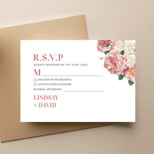 Carte de boîtier RSVP Peony Roses