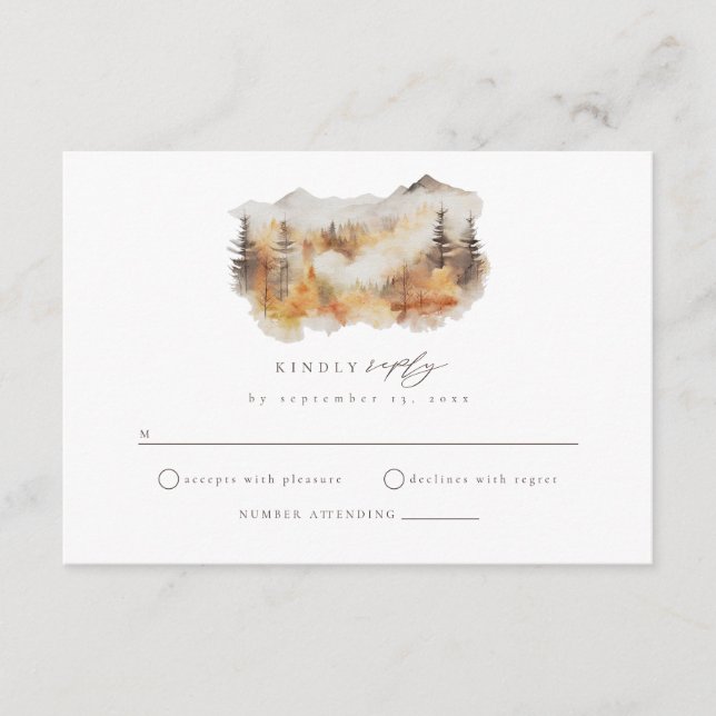 Carte de boîtier RSVP pour le mariage d'automne en (Devant)