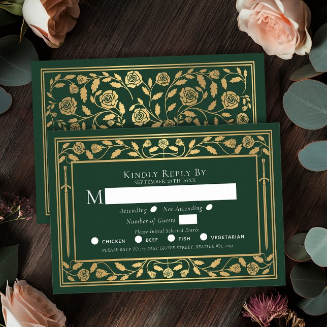 Carte de boîtier RSVP pour mariage avec épée médié (Créateur téléchargé)